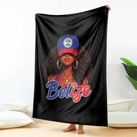 Belize Princess Throw Blanket Melanin Afro Girl Belize Flag Heritage Gift for Black Girls