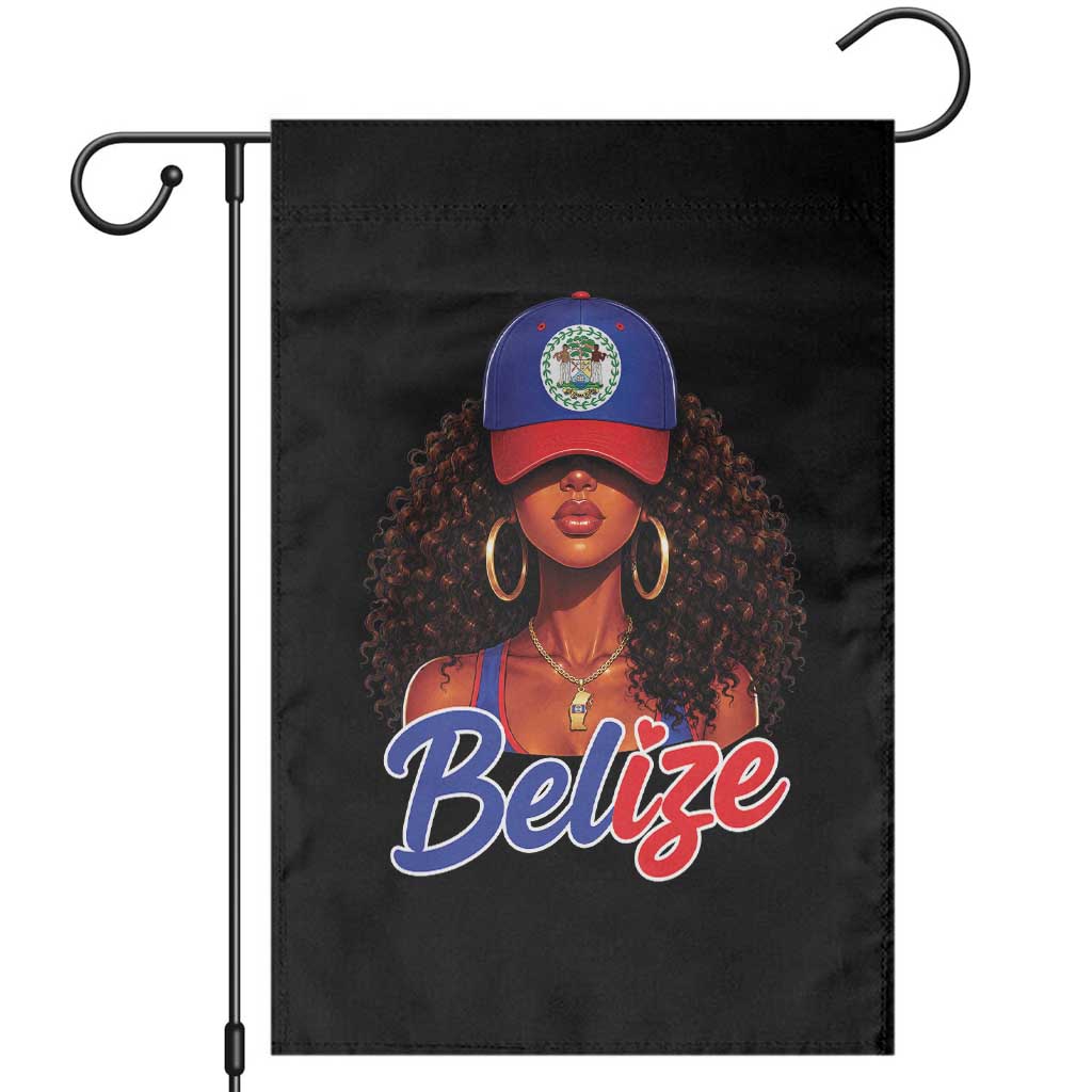 Belize Princess Garden Flag Melanin Afro Girl Belize Flag Heritage Gift for Black Girls