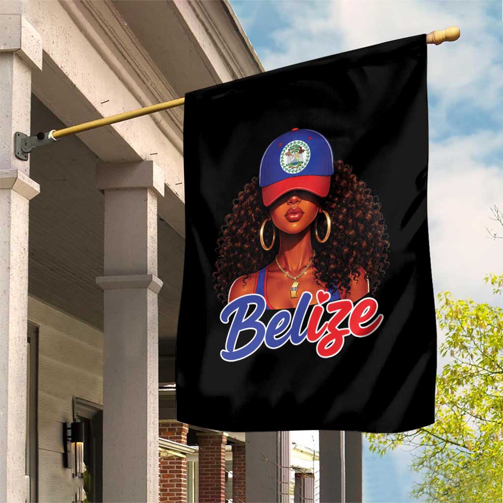 Belize Princess Garden Flag Melanin Afro Girl Belize Flag Heritage Gift for Black Girls
