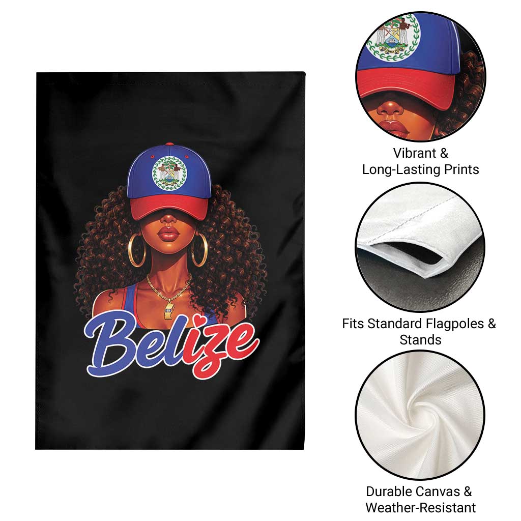 Belize Princess Garden Flag Melanin Afro Girl Belize Flag Heritage Gift for Black Girls