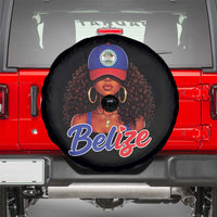 Belize Princess Spare Tire Cover Melanin Afro Girl Belize Flag Heritage Gift for Black Girls