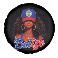 Belize Princess Spare Tire Cover Melanin Afro Girl Belize Flag Heritage Gift for Black Girls