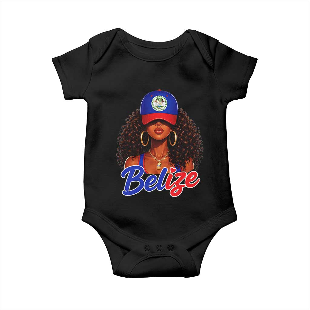 Belize Princess Baby Onesie Melanin Afro Girl Belize Flag Heritage Gift for Black Girls