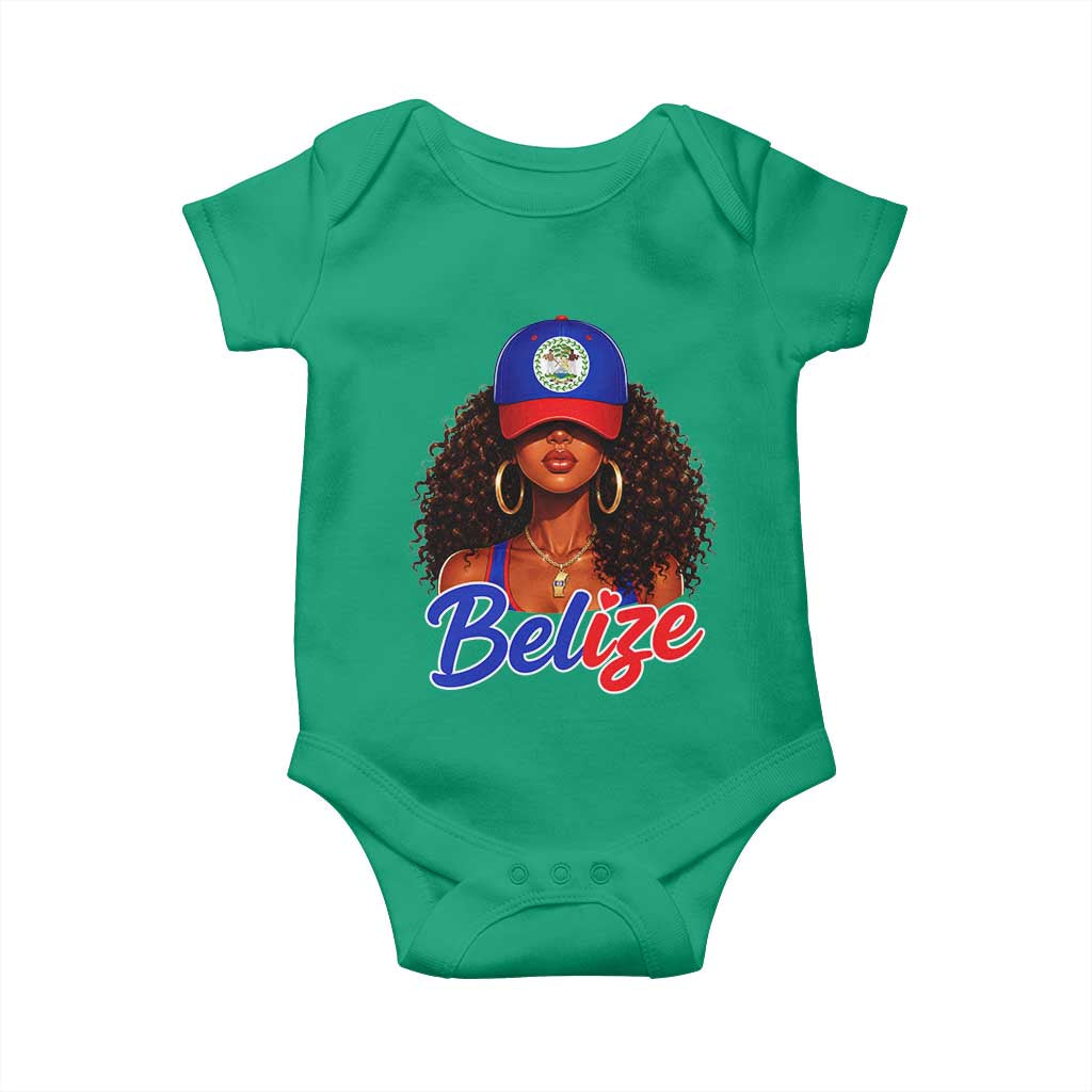 Belize Princess Baby Onesie Melanin Afro Girl Belize Flag Heritage Gift for Black Girls