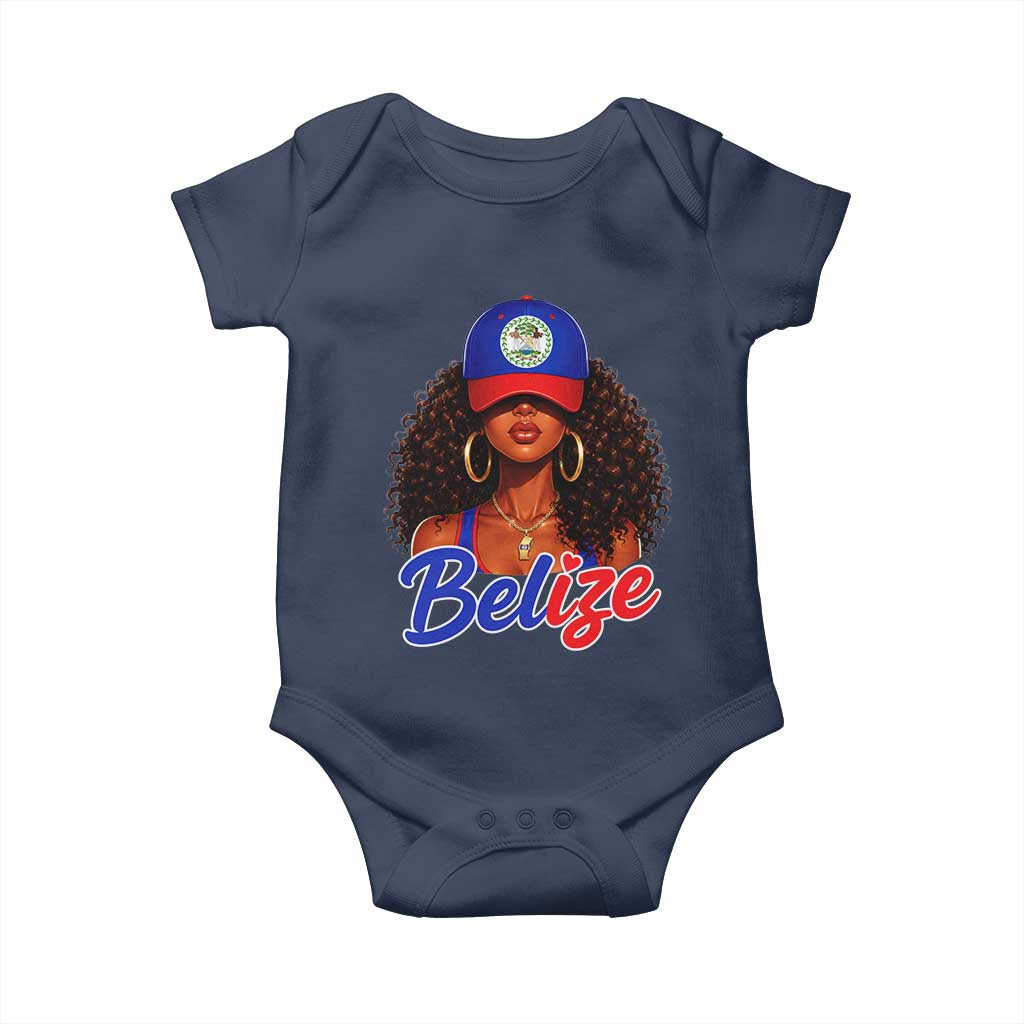 Belize Princess Baby Onesie Melanin Afro Girl Belize Flag Heritage Gift for Black Girls