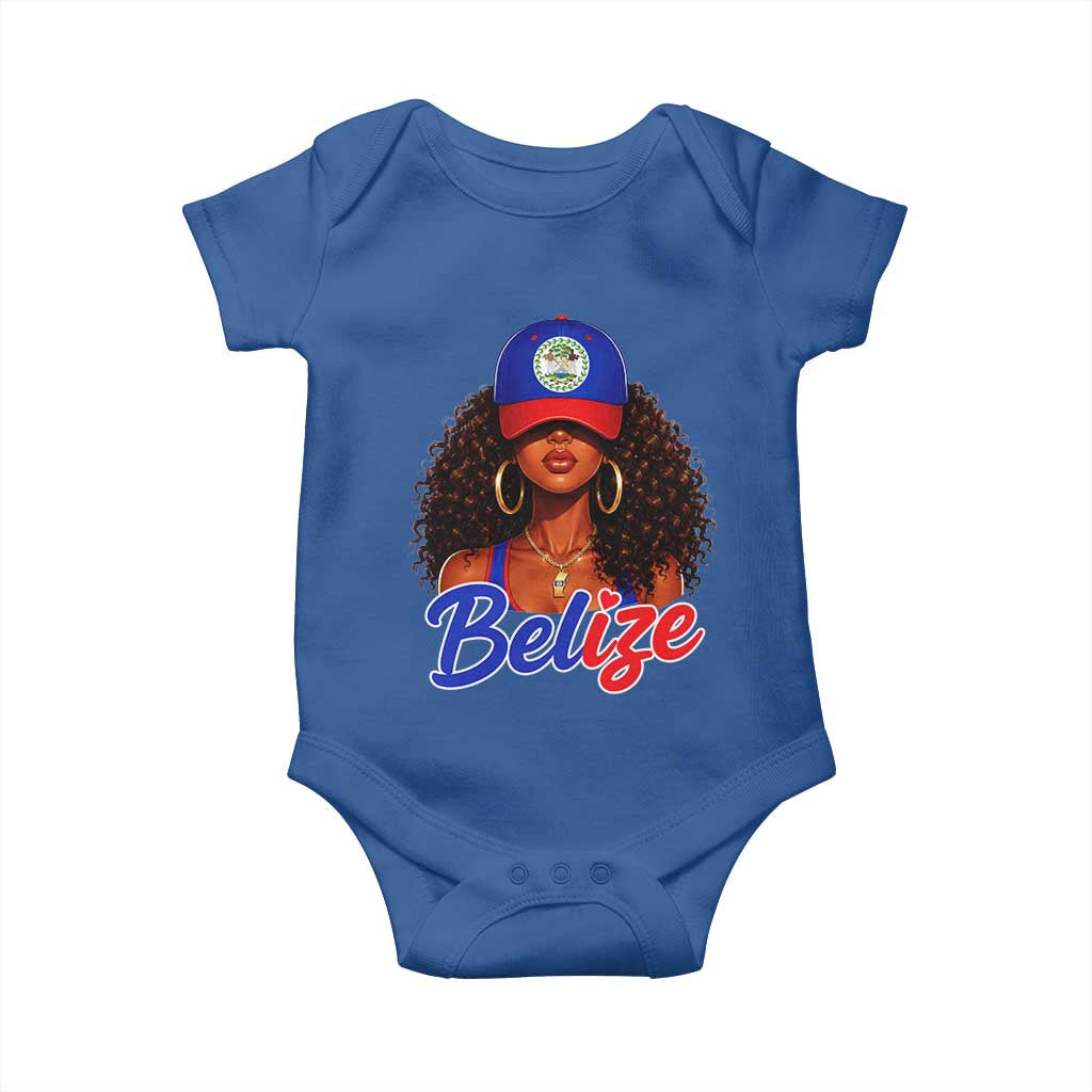Belize Princess Baby Onesie Melanin Afro Girl Belize Flag Heritage Gift for Black Girls