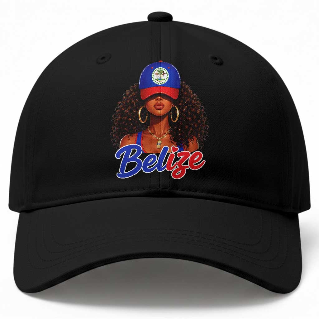 Belize Princess Baseball Cap Melanin Afro Girl Belize Flag Heritage Gift for Black Girls