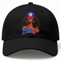 Belize Princess Baseball Cap Melanin Afro Girl Belize Flag Heritage Gift for Black Girls