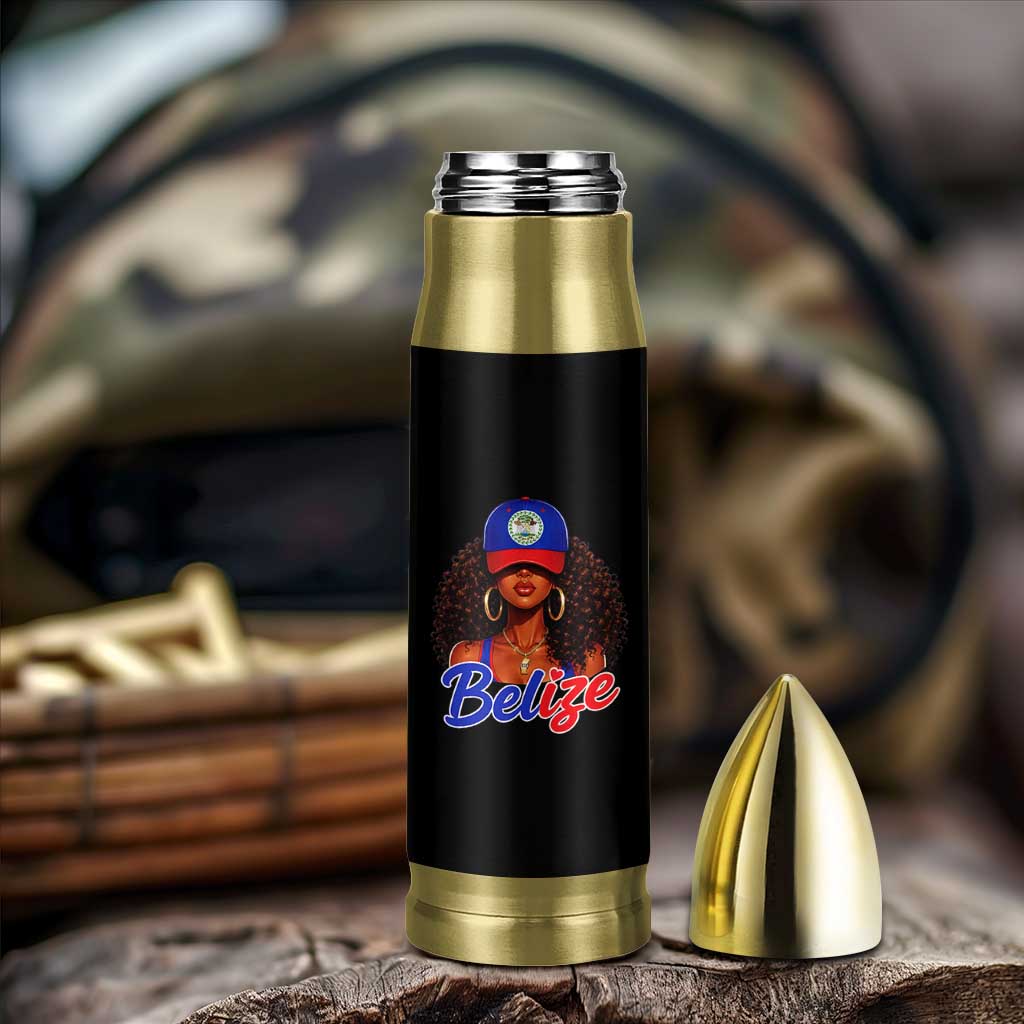 Belize Princess Bullet Tumbler Melanin Afro Girl Belize Flag Heritage Gift for Black Girls