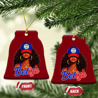Belize Princess Ceramic Ornament Melanin Afro Girl Belize Flag Heritage Gift for Black Girls