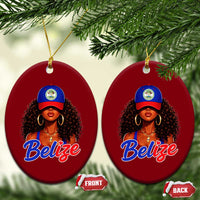 Belize Princess Ceramic Ornament Melanin Afro Girl Belize Flag Heritage Gift for Black Girls