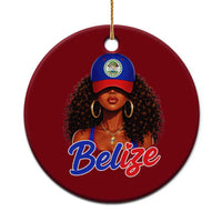 Belize Princess Ceramic Ornament Melanin Afro Girl Belize Flag Heritage Gift for Black Girls