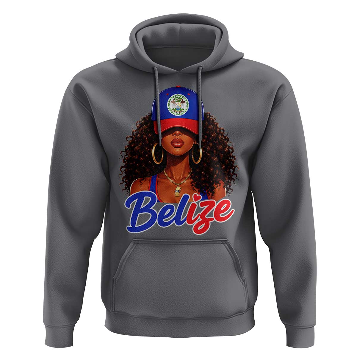 Belize Princess Hoodie Melanin Afro Girl Belize Flag Heritage Gift for Black Girls