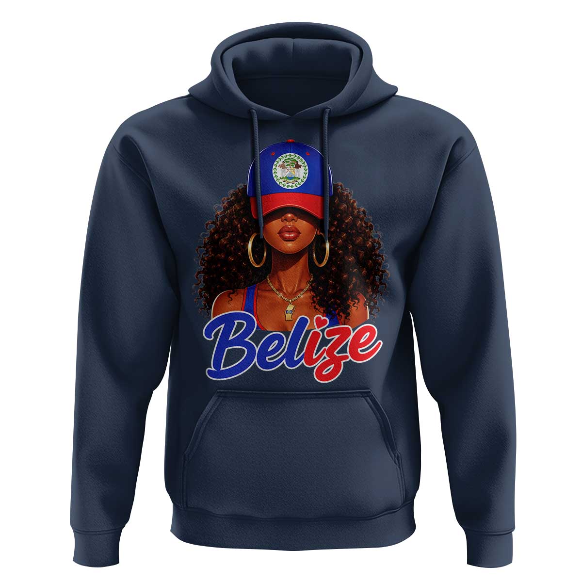 Belize Princess Hoodie Melanin Afro Girl Belize Flag Heritage Gift for Black Girls