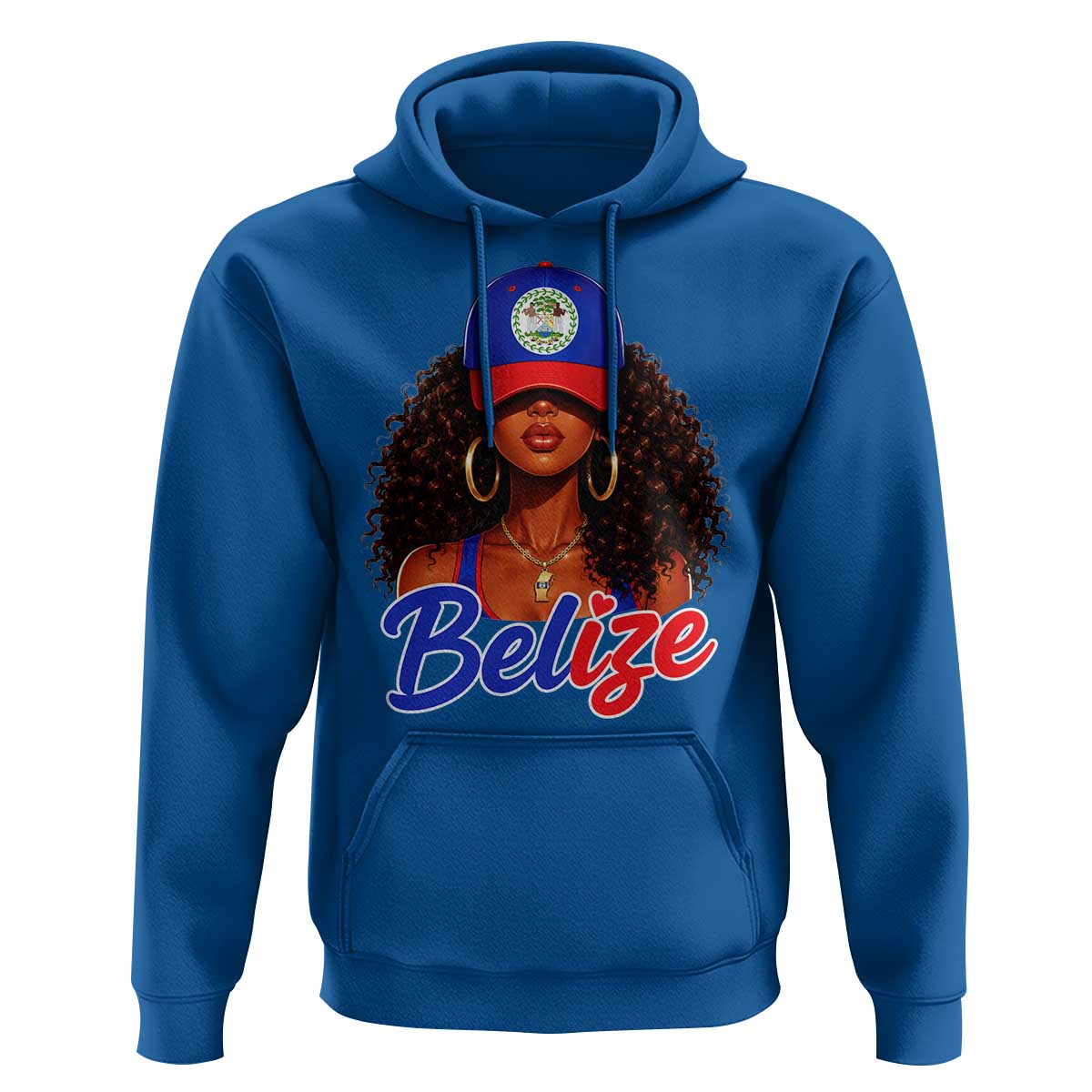 Belize Princess Hoodie Melanin Afro Girl Belize Flag Heritage Gift for Black Girls