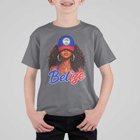 Belize Princess T Shirt For Kid Melanin Afro Girl Belize Flag Heritage Gift for Black Girls