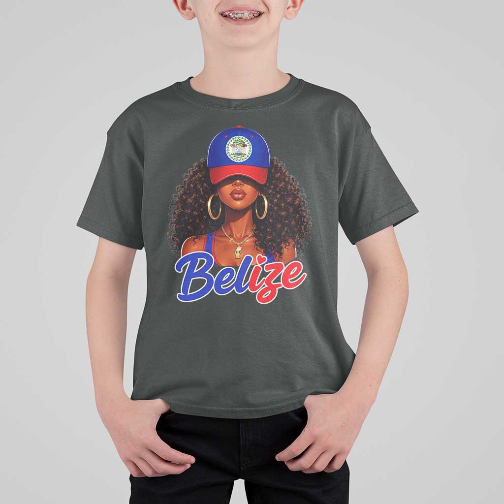 Belize Princess T Shirt For Kid Melanin Afro Girl Belize Flag Heritage Gift for Black Girls