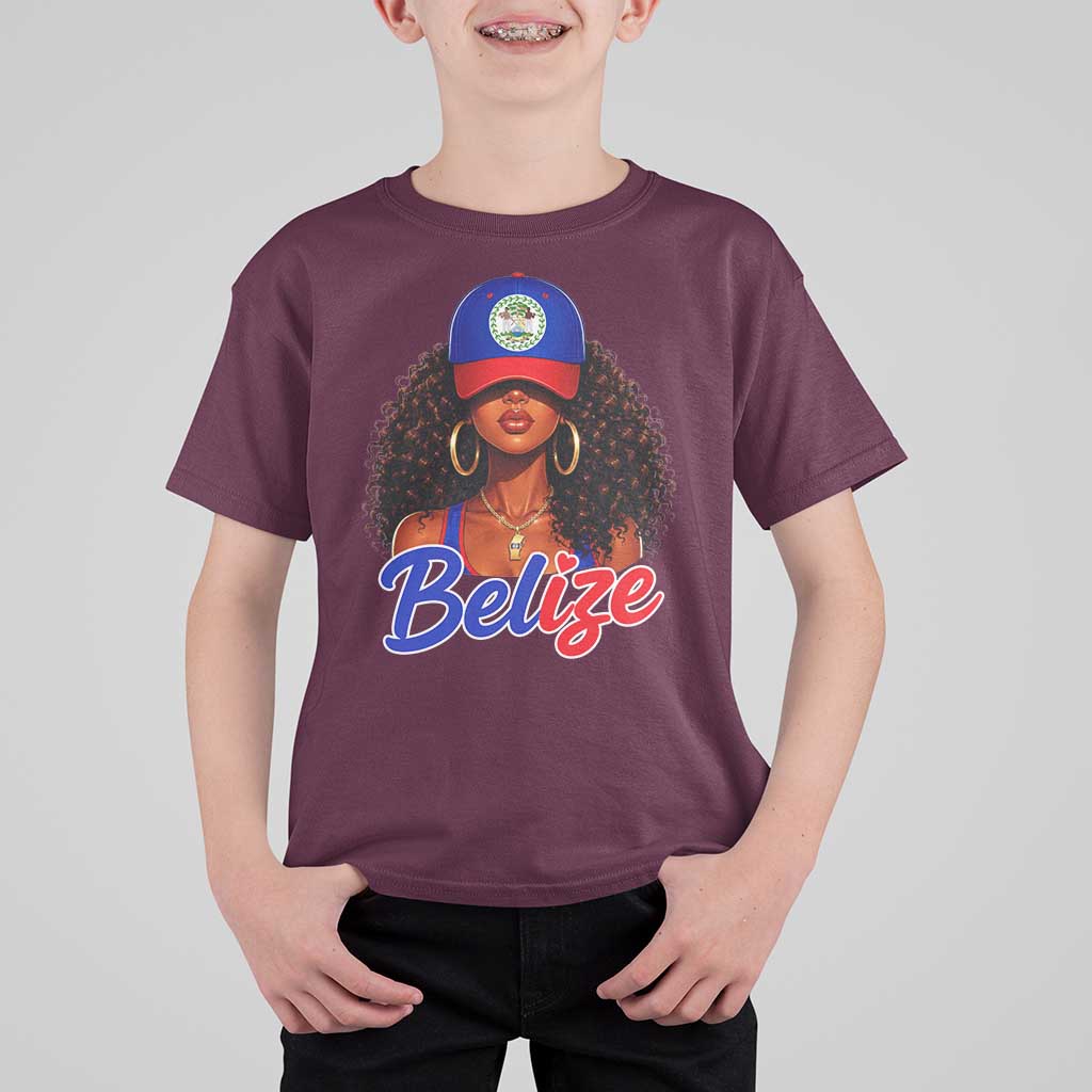 Belize Princess T Shirt For Kid Melanin Afro Girl Belize Flag Heritage Gift for Black Girls
