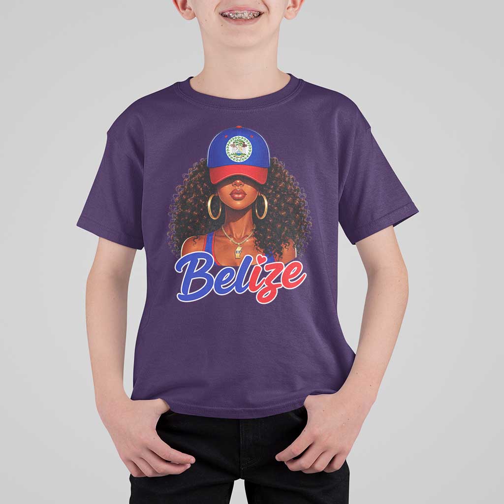 Belize Princess T Shirt For Kid Melanin Afro Girl Belize Flag Heritage Gift for Black Girls