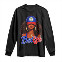 Belize Princess Long Sleeve Shirt Melanin Afro Girl Belize Flag Heritage Gift for Black Girls