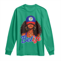 Belize Princess Long Sleeve Shirt Melanin Afro Girl Belize Flag Heritage Gift for Black Girls