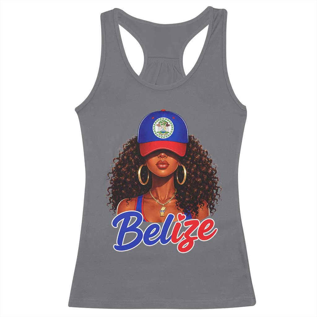 Belize Princess Racerback Tank Top Melanin Afro Girl Belize Flag Heritage Gift for Black Girls
