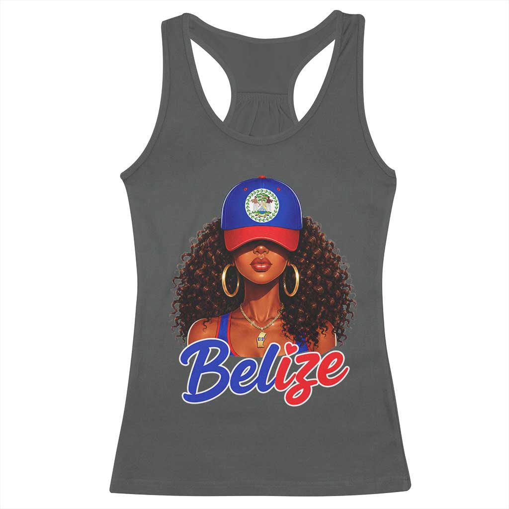 Belize Princess Racerback Tank Top Melanin Afro Girl Belize Flag Heritage Gift for Black Girls