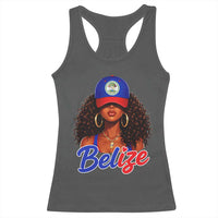 Belize Princess Racerback Tank Top Melanin Afro Girl Belize Flag Heritage Gift for Black Girls