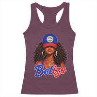 Belize Princess Racerback Tank Top Melanin Afro Girl Belize Flag Heritage Gift for Black Girls