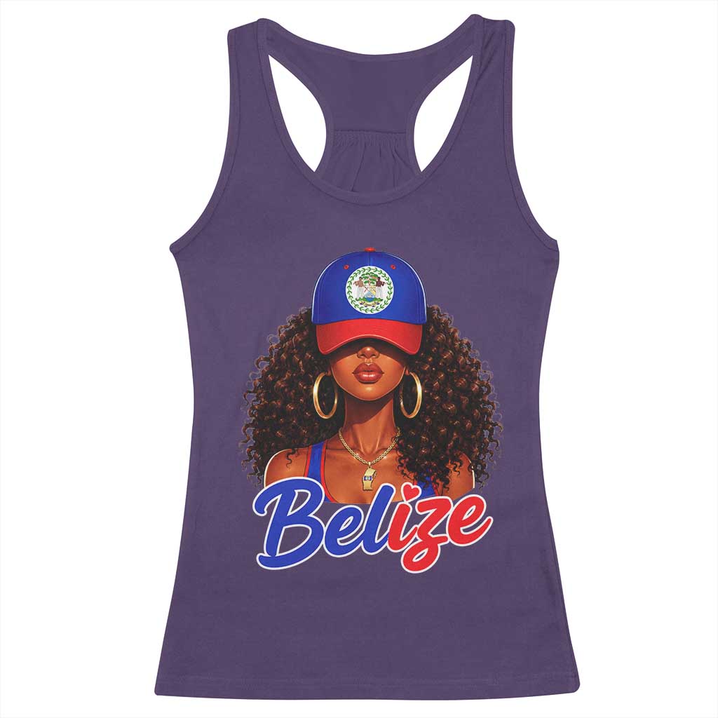 Belize Princess Racerback Tank Top Melanin Afro Girl Belize Flag Heritage Gift for Black Girls