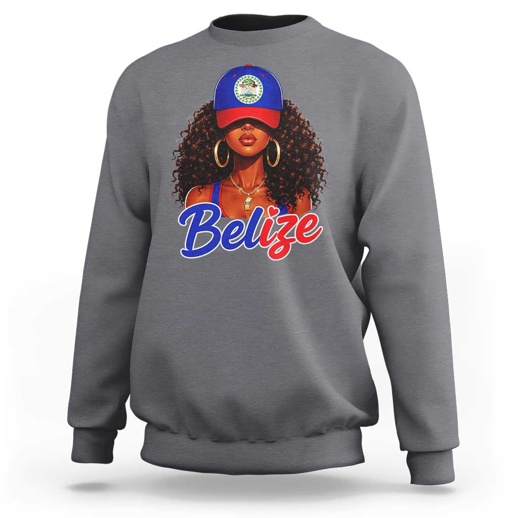 Belize Princess Sweatshirt Melanin Afro Girl Belize Flag Heritage Gift for Black Girls
