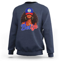 Belize Princess Sweatshirt Melanin Afro Girl Belize Flag Heritage Gift for Black Girls