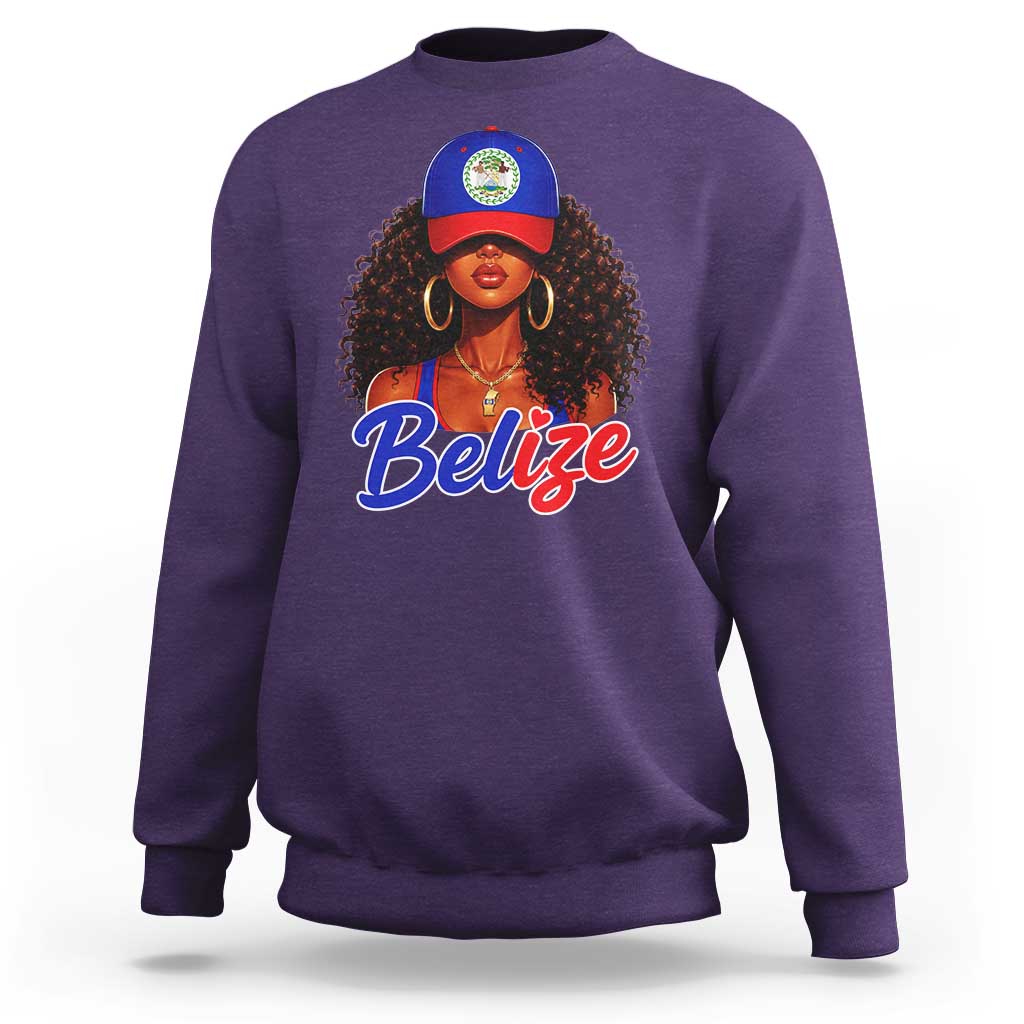 Belize Princess Sweatshirt Melanin Afro Girl Belize Flag Heritage Gift for Black Girls