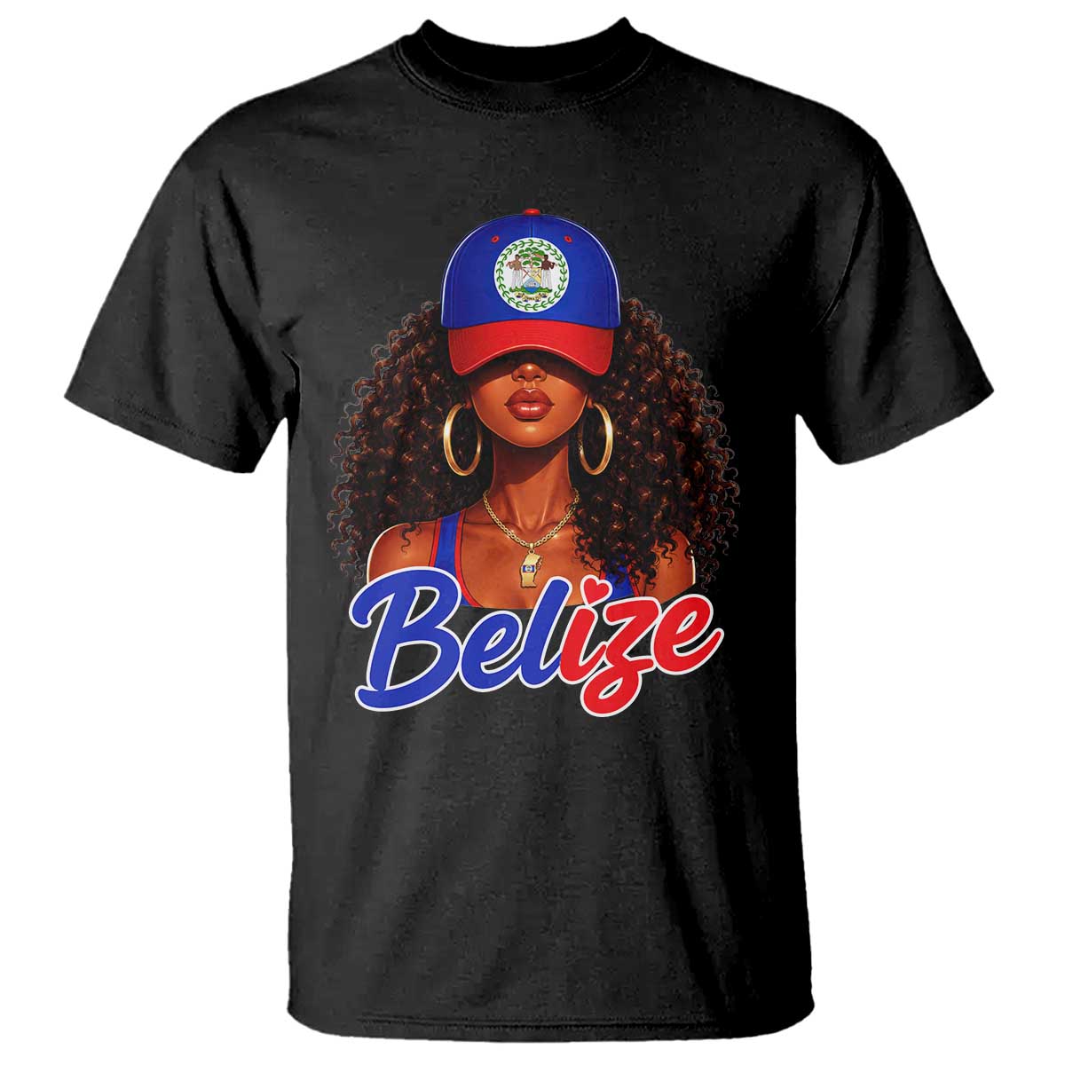Belize Princess T Shirt Melanin Afro Girl Belize Flag Heritage Gift for Black Girls