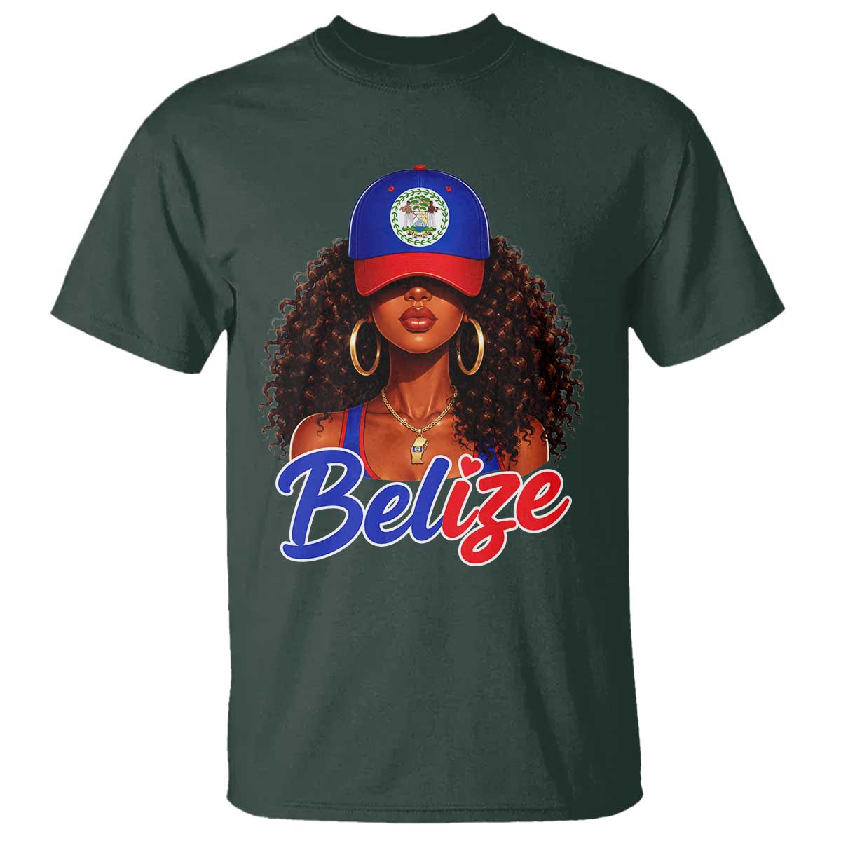 Belize Princess T Shirt Melanin Afro Girl Belize Flag Heritage Gift for Black Girls