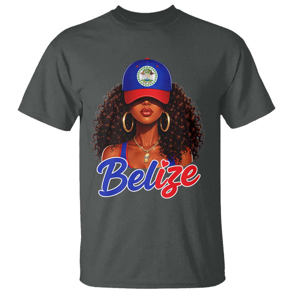 Belize Princess T Shirt Melanin Afro Girl Belize Flag Heritage Gift for Black Girls