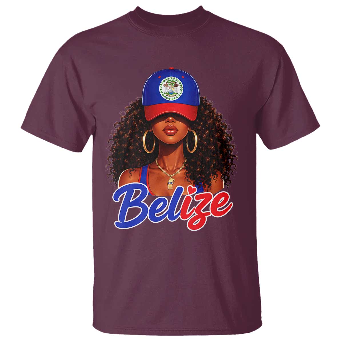Belize Princess T Shirt Melanin Afro Girl Belize Flag Heritage Gift for Black Girls