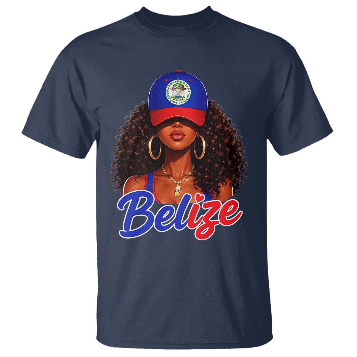 Belize Princess T Shirt Melanin Afro Girl Belize Flag Heritage Gift for Black Girls