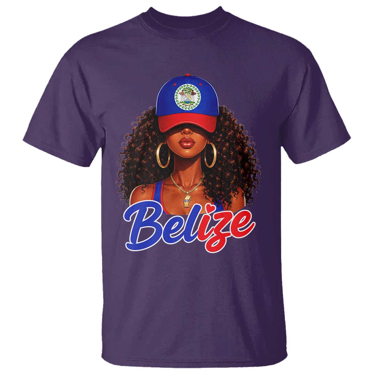 Belize Princess T Shirt Melanin Afro Girl Belize Flag Heritage Gift for Black Girls