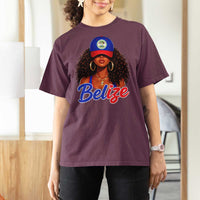 Belize Princess T Shirt For Women Melanin Afro Girl Belize Flag Heritage Gift for Black Girls