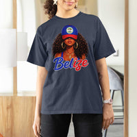 Belize Princess T Shirt For Women Melanin Afro Girl Belize Flag Heritage Gift for Black Girls