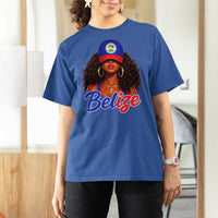Belize Princess T Shirt For Women Melanin Afro Girl Belize Flag Heritage Gift for Black Girls