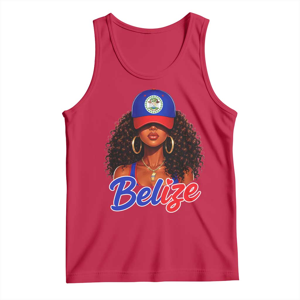 Belize Princess Tank Top Melanin Afro Girl Belize Flag Heritage Gift for Black Girls