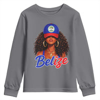 Belize Princess Youth Sweatshirt Melanin Afro Girl Belize Flag Heritage Gift for Black Girls