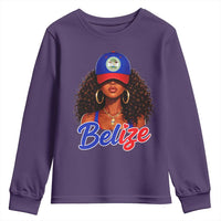 Belize Princess Youth Sweatshirt Melanin Afro Girl Belize Flag Heritage Gift for Black Girls