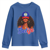 Belize Princess Youth Sweatshirt Melanin Afro Girl Belize Flag Heritage Gift for Black Girls
