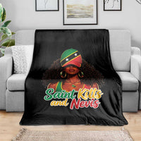 Saint Kitts and Nevis Princess Throw Blanket Melanin Afro Girl Heritage Gift for Black Girls