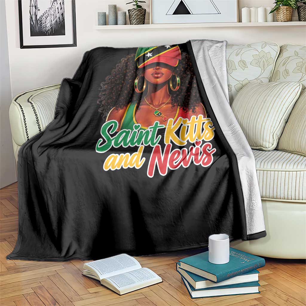 Saint Kitts and Nevis Princess Throw Blanket Melanin Afro Girl Heritage Gift for Black Girls