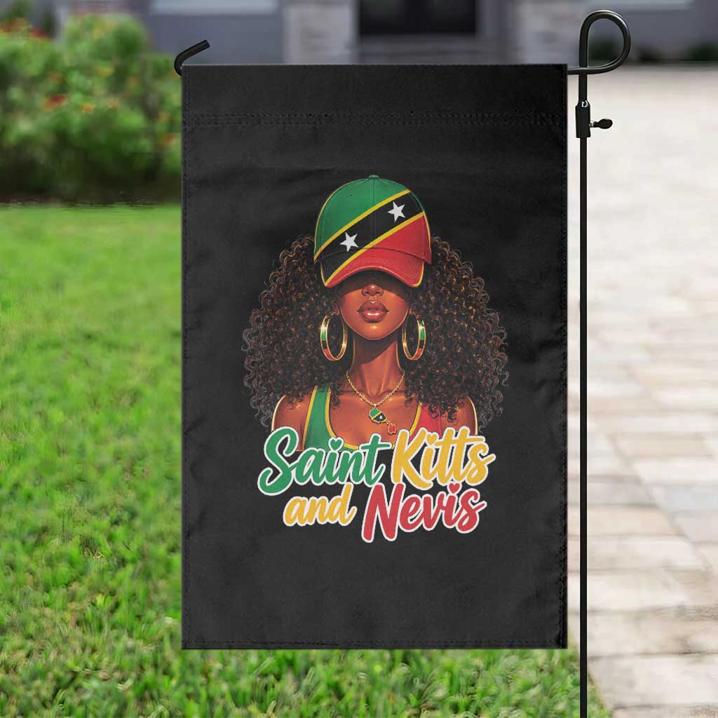 Saint Kitts and Nevis Princess Garden Flag Melanin Afro Girl Heritage Gift for Black Girls