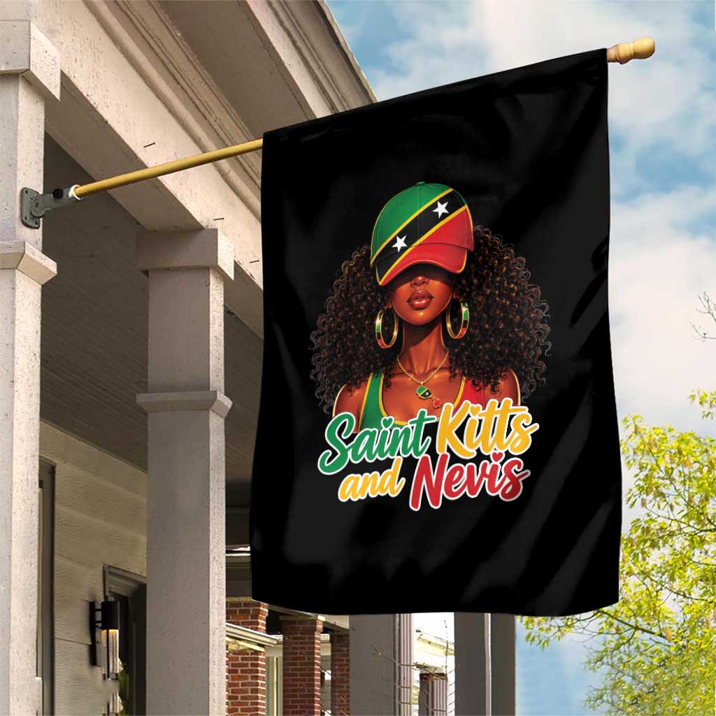 Saint Kitts and Nevis Princess Garden Flag Melanin Afro Girl Heritage Gift for Black Girls